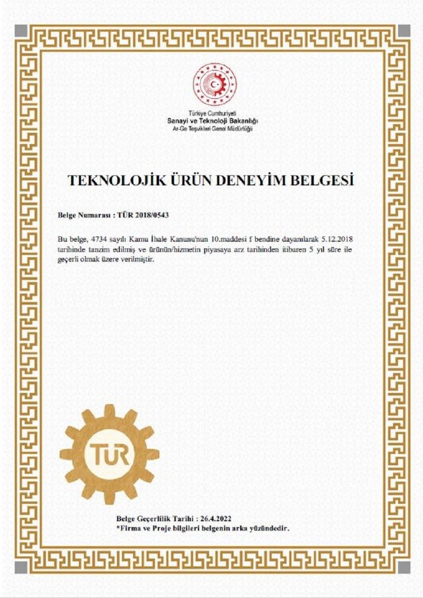 Maniabilir Teknolojik Ürün Deneyim Belgesi